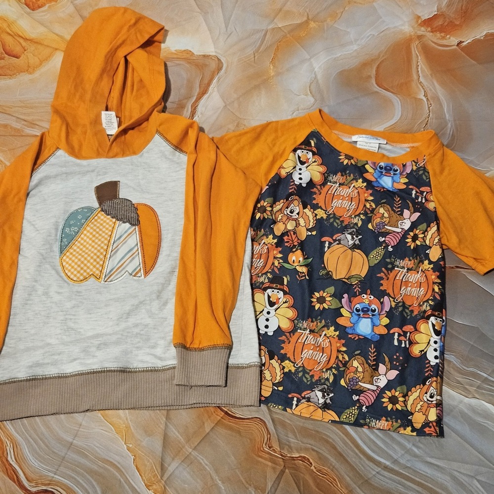Boys Fall Thanksgiving Clothing Bundle Size 4T 5 Pumpkin Hoodie Character Shirt